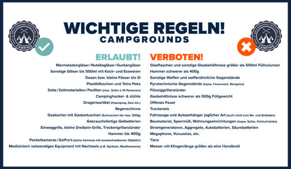 Wichtige Regeln Campgrounds